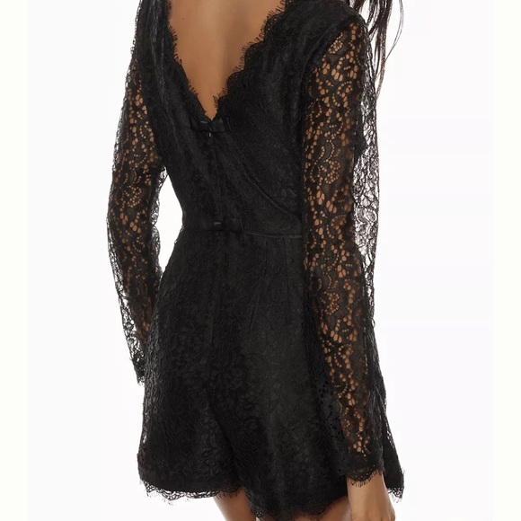 Black Lace Long Sleeve Romper - Picture 2 of 6